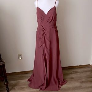 Bridesmaid Formal gown in Desert Rose measurements are 36 b 29.5 w 39.5 hips